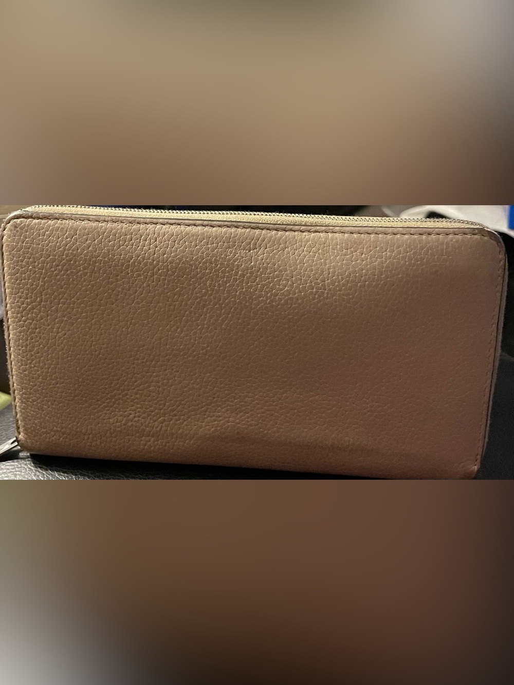 Celine Tan Leather Zipper Wallet